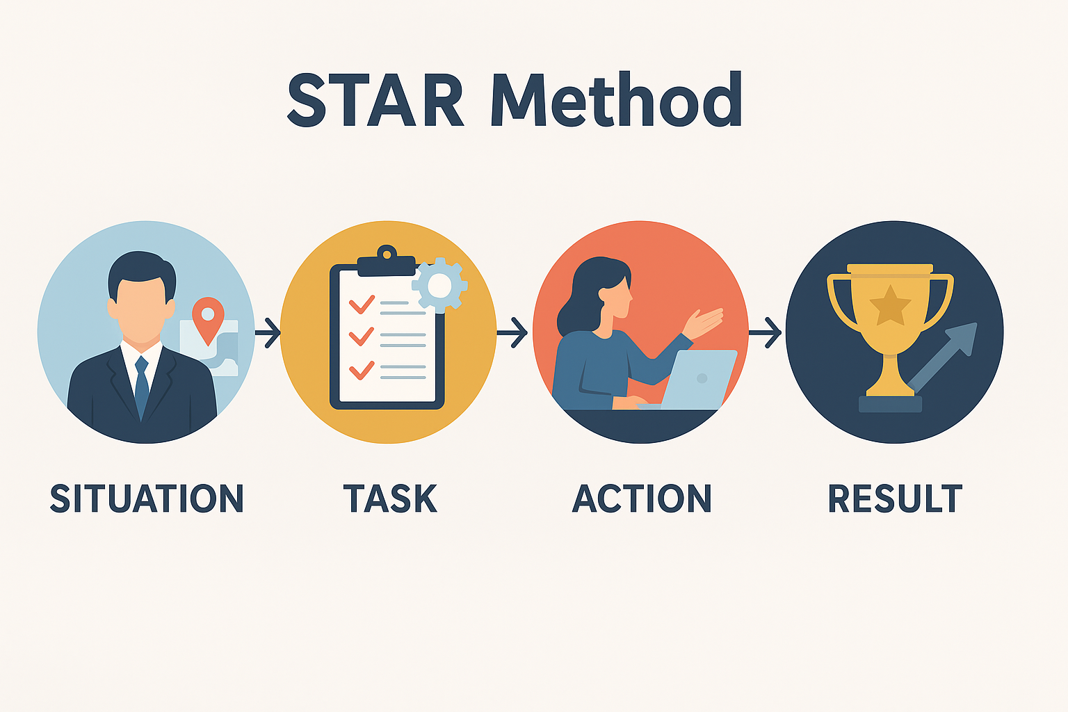 STAR (Situation, Task, Action, Result).
